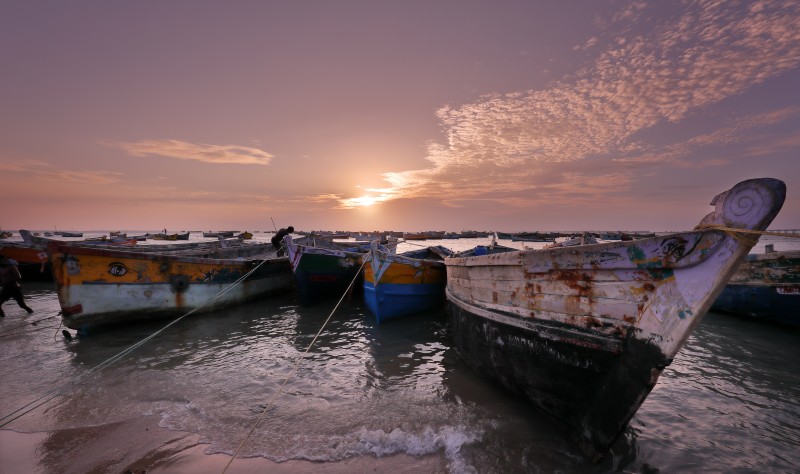 Traditional fishing boats in Pamban, India