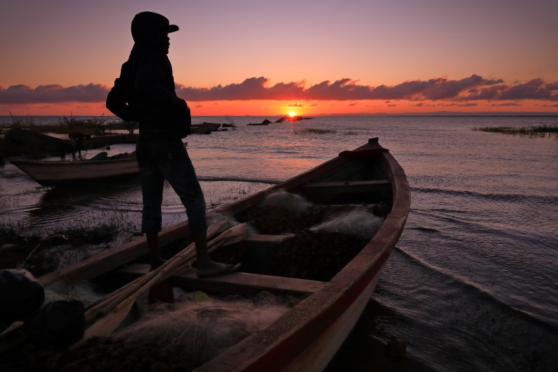 Malawi, sunrise at Lake Malawi