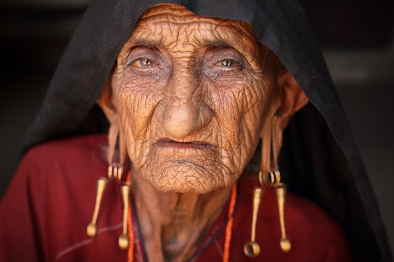 India, old Rabari woman in Kutch