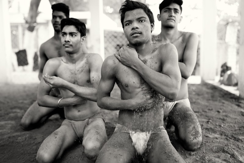 Traditional mud wrestler in Kolkata, India