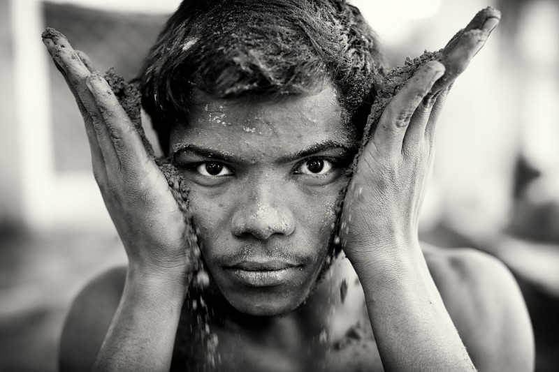 Traditional mud wrestler in Kolkata, India