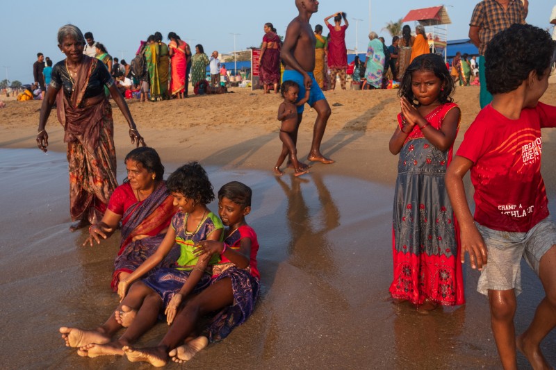 Beach scene in Tiruchendur, India
